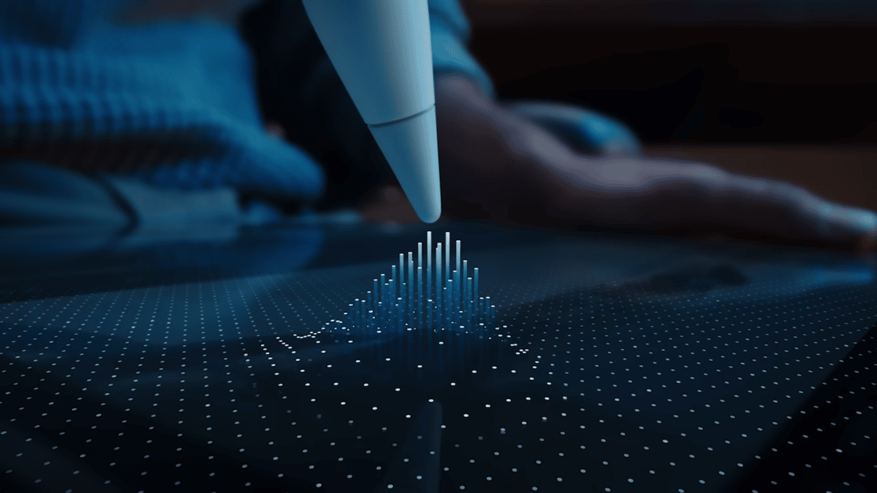 Apple Pencil sobre a tela