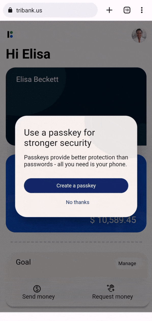 Passkeys no Google Chrome para Android