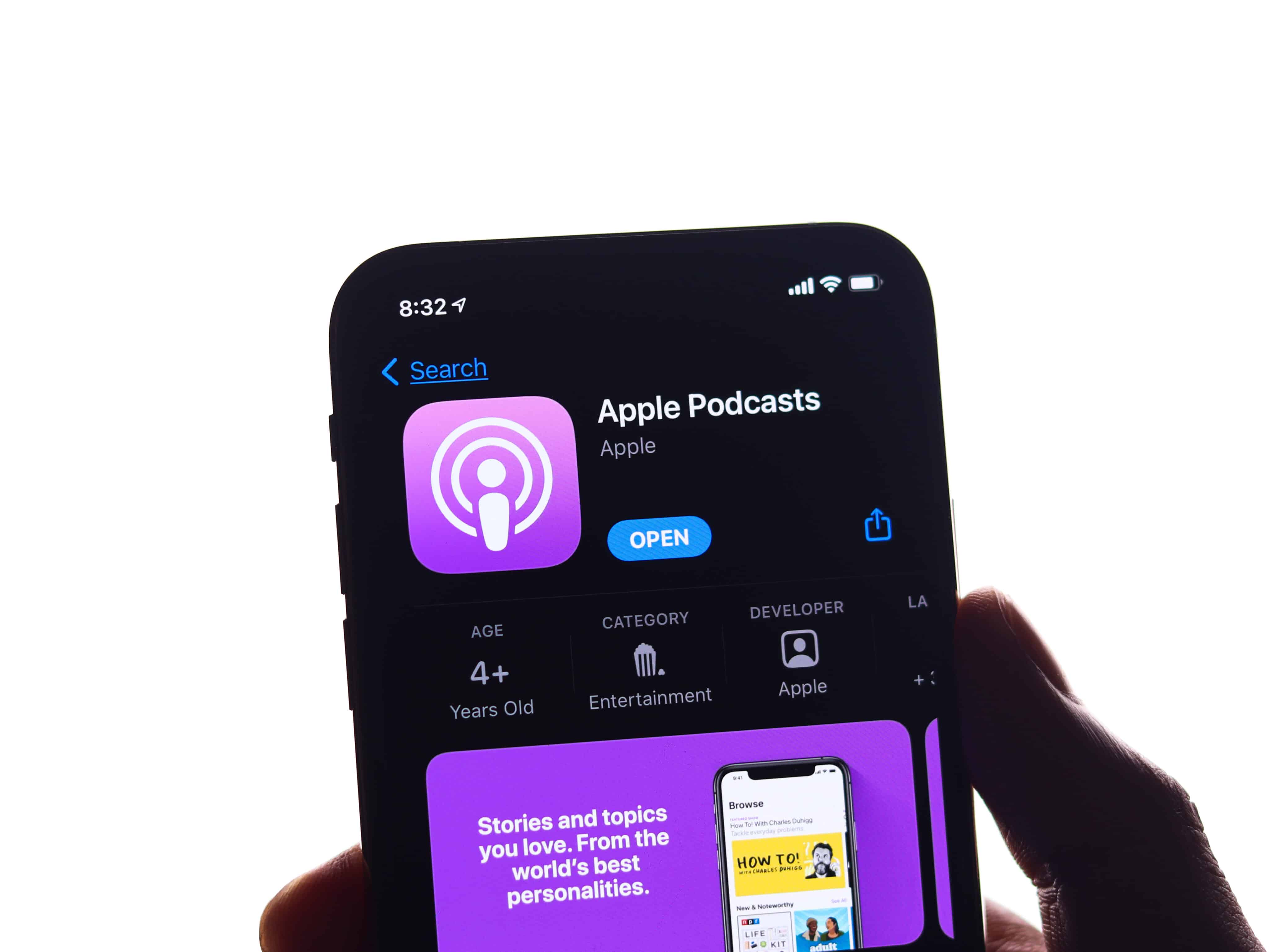 Apple Podcasts em um iPhone
