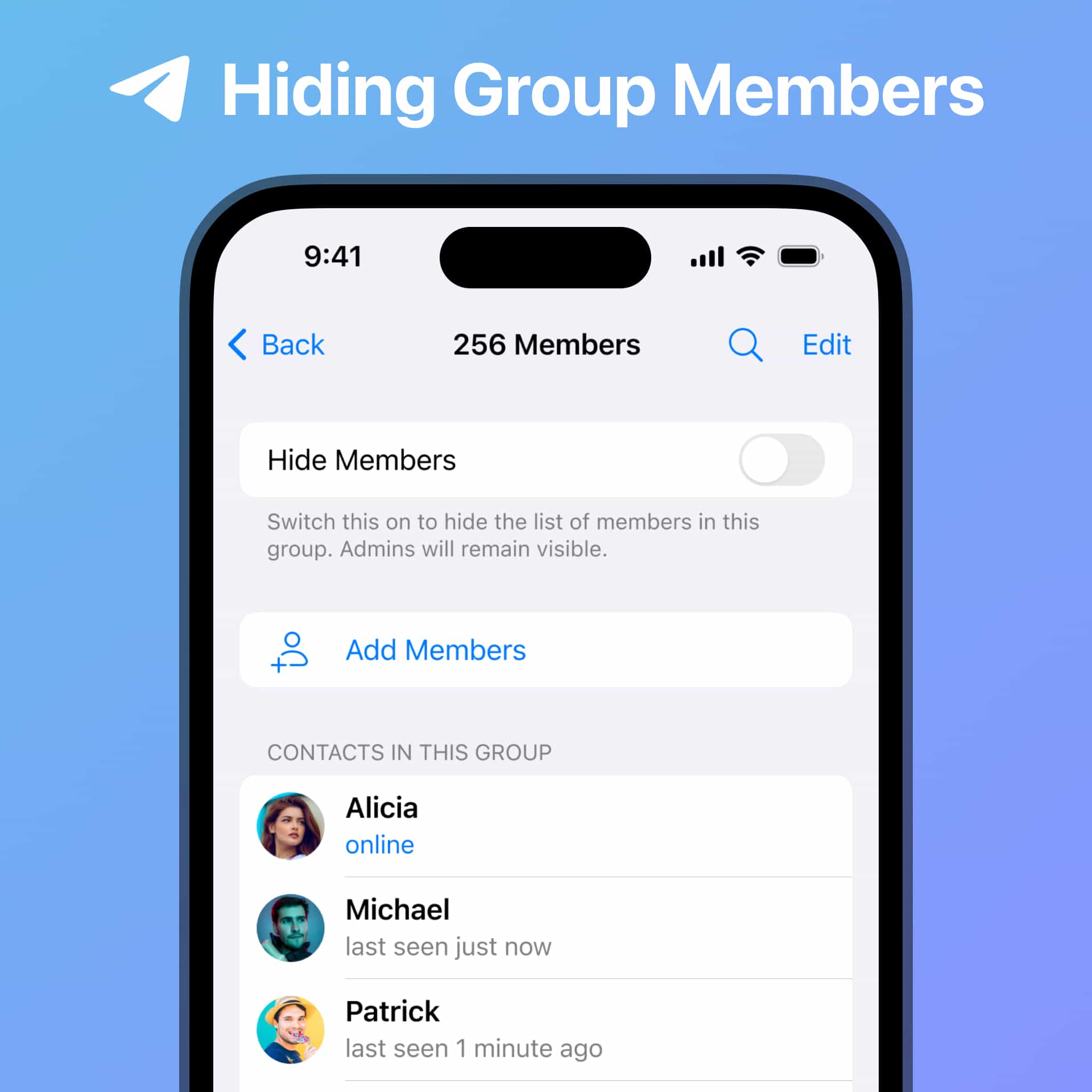 Ocultar membros de grupos no Telegram