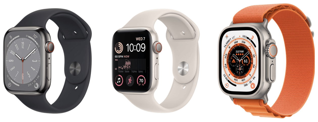 Apple Watches Series 8, SE e Ultra