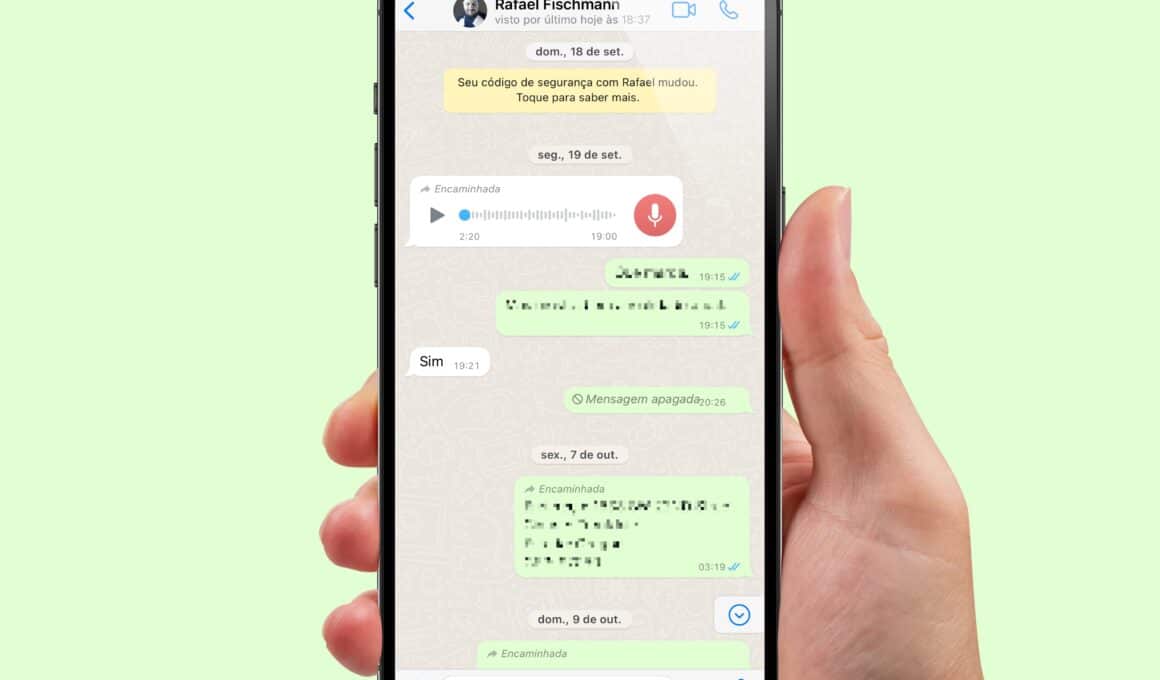 Mensagem de troca de código de segurança do WhatsApp
