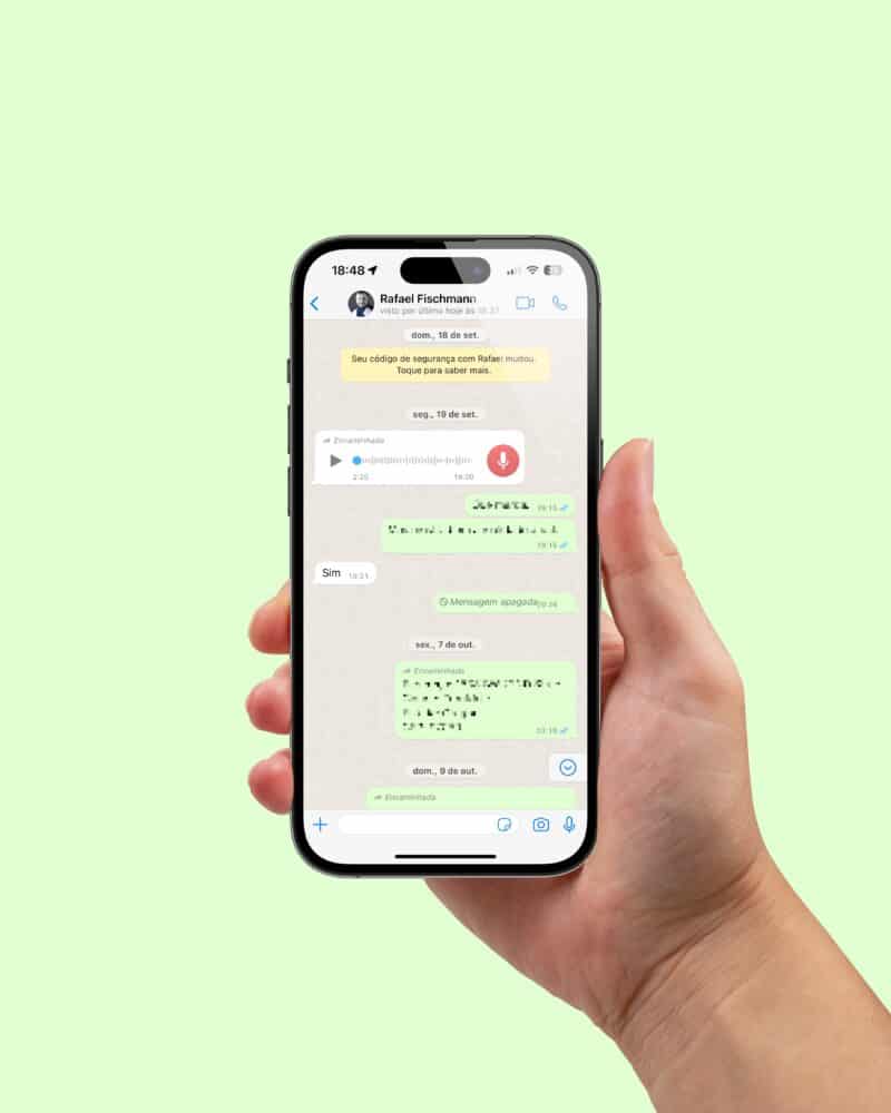 Mensagem de troca de código de segurança do WhatsApp