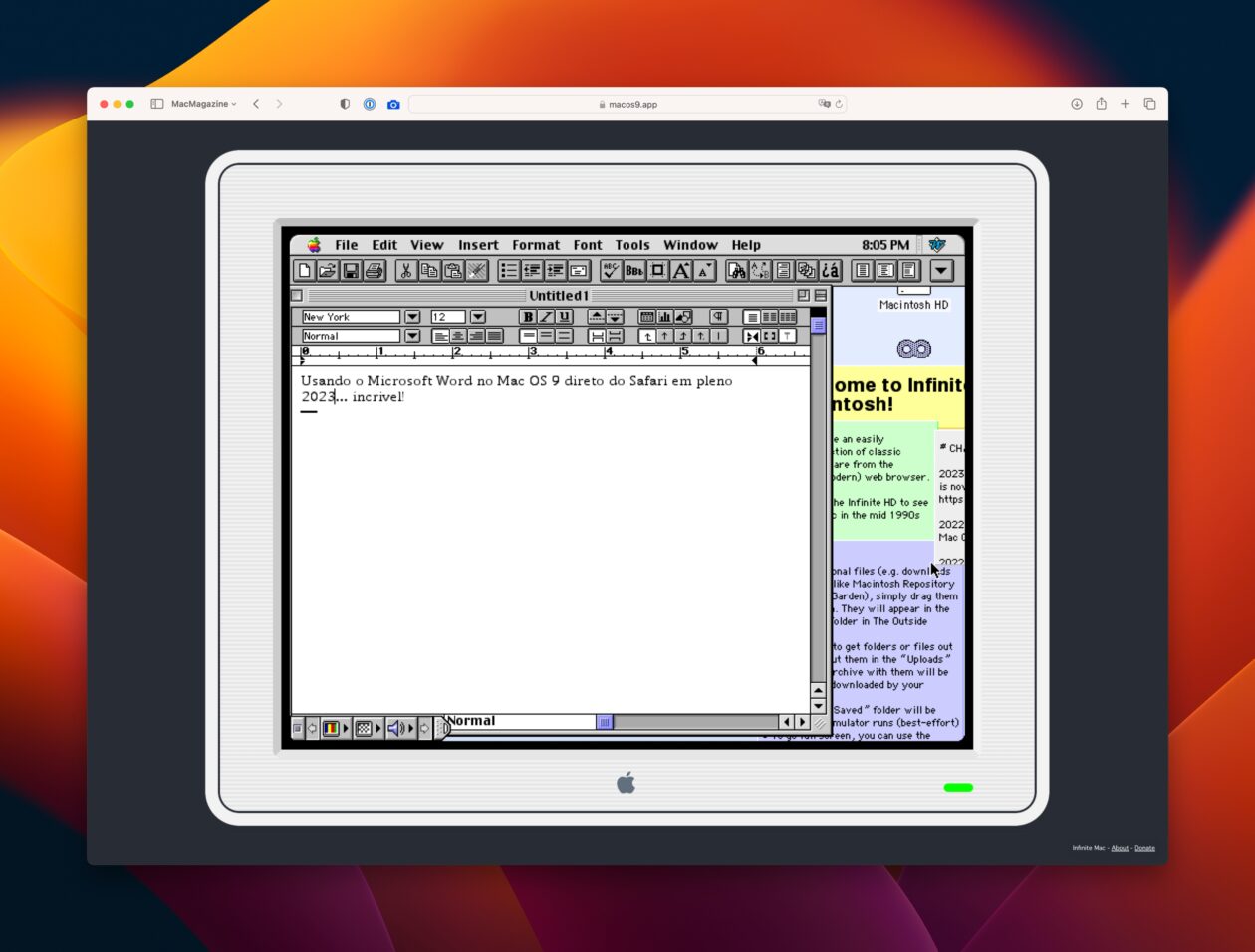 Microsoft Word no Mac OS 9