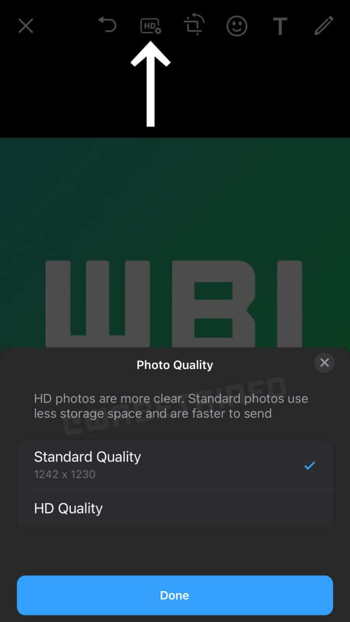 Testes de ajuste da qualidade de fotos enviadas no WhatsApp