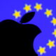 Logo da Apple e bandeira da União Europeia