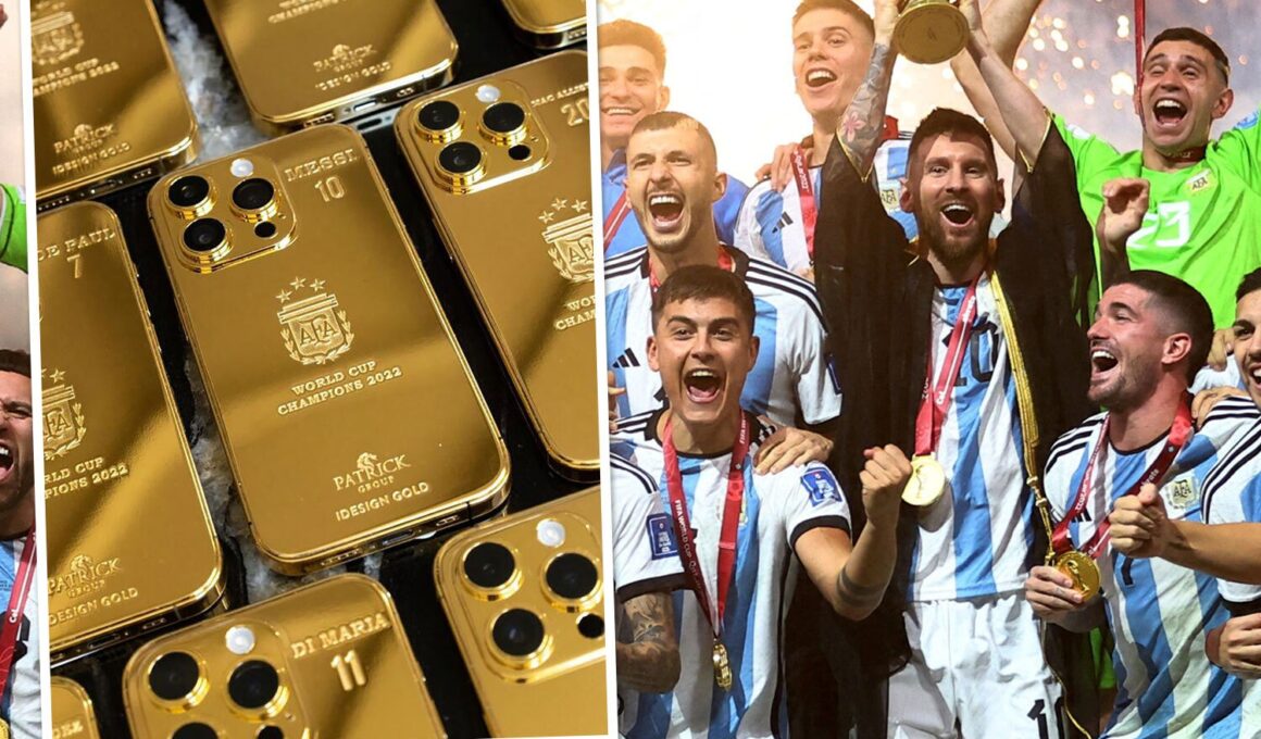Messi presenteia iPhones de ouro