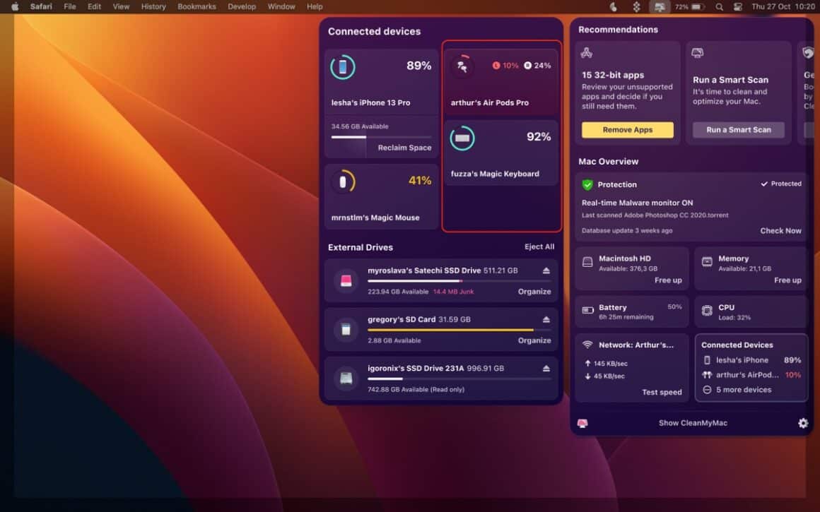 CleanMyMac X now monitors connected devices Archyde