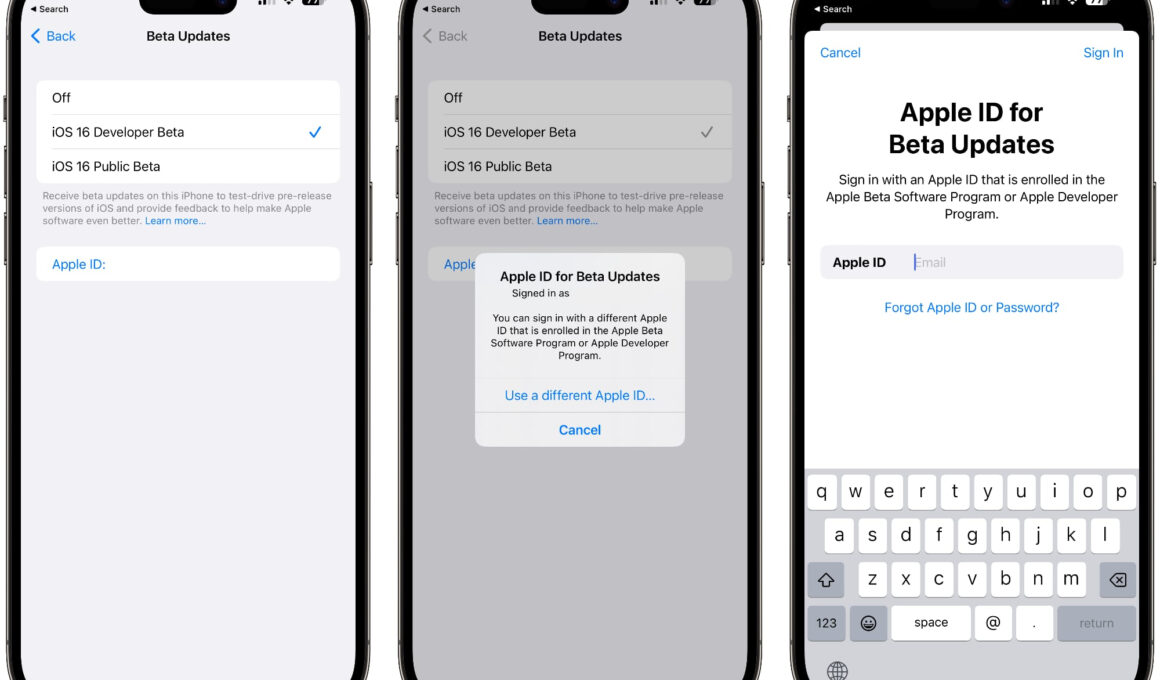 Definir ID Apple para instalar betas no iOS 16.4