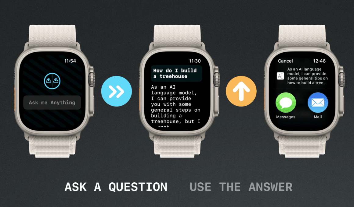 Aplicativo watchGPT em um Apple Watch Ultra