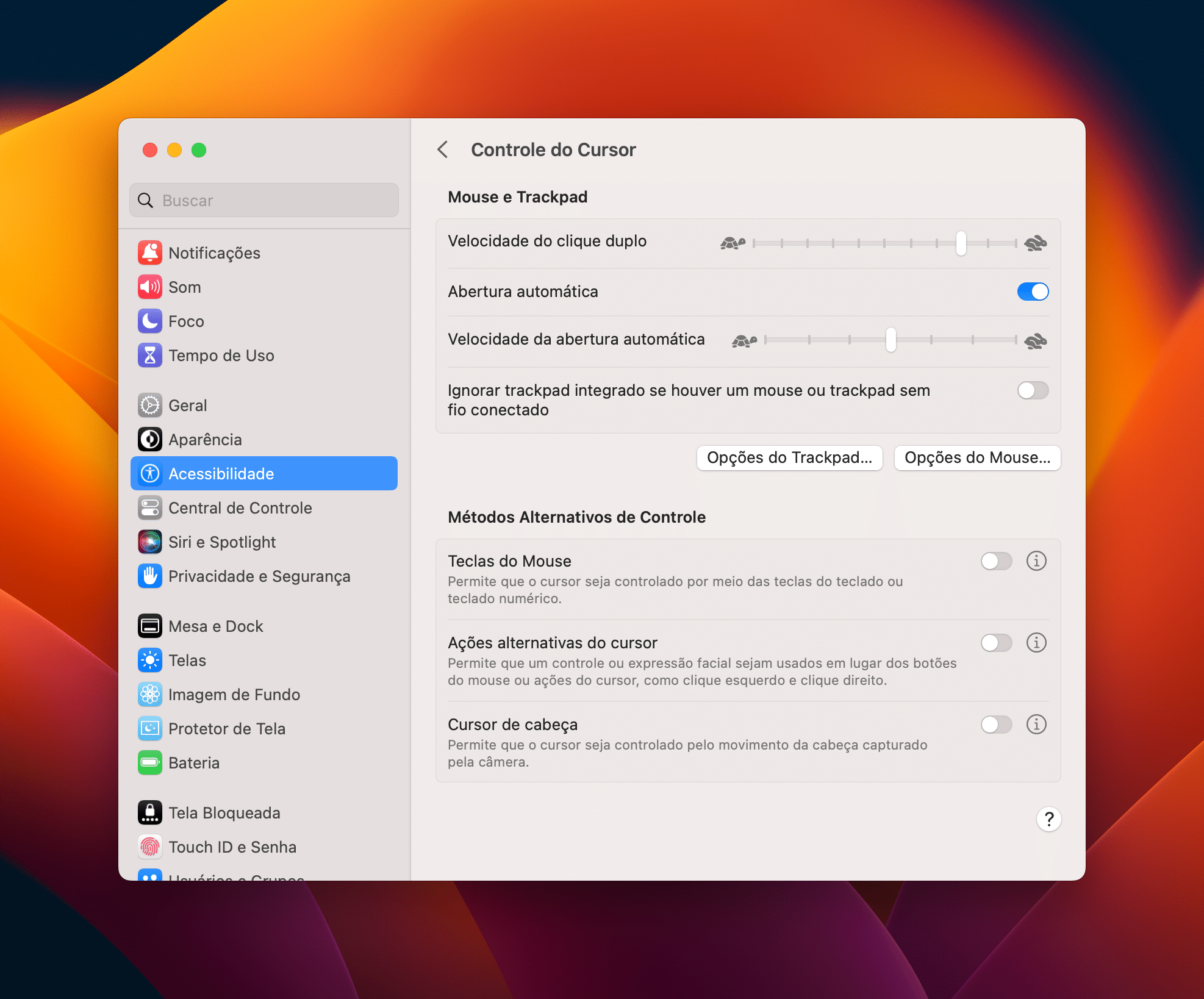 Opção de ignorar o trackpad nativo do MacBook