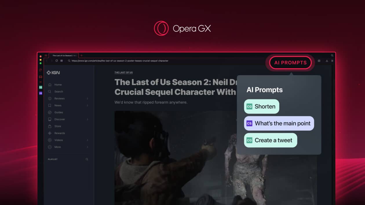 Novos recursos de IA do Opera GX