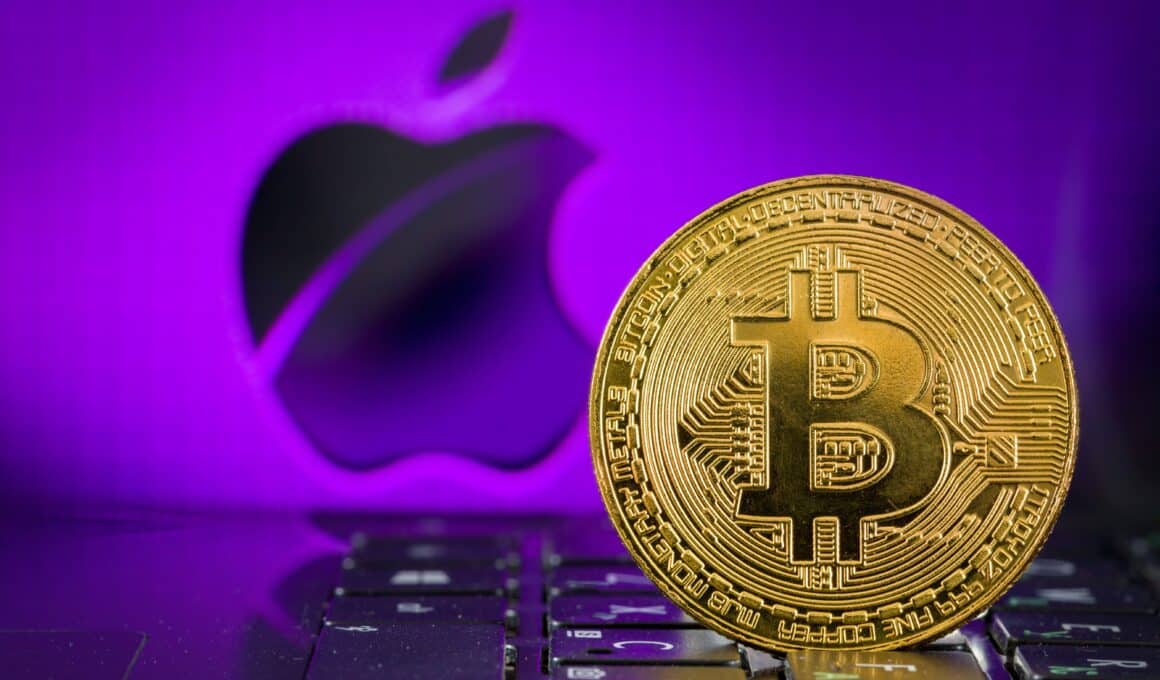 Bitcoin e logo da Apple