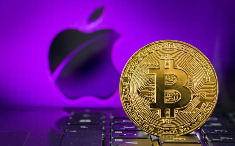 Bitcoin e logo da Apple