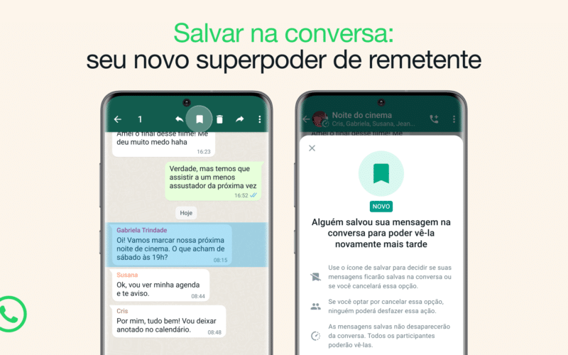 Recurso de salvar mensagens temporárias do WhatsApp