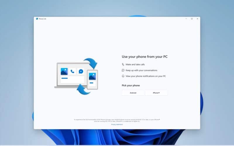 Vincular ao Telefone, da Microsoft