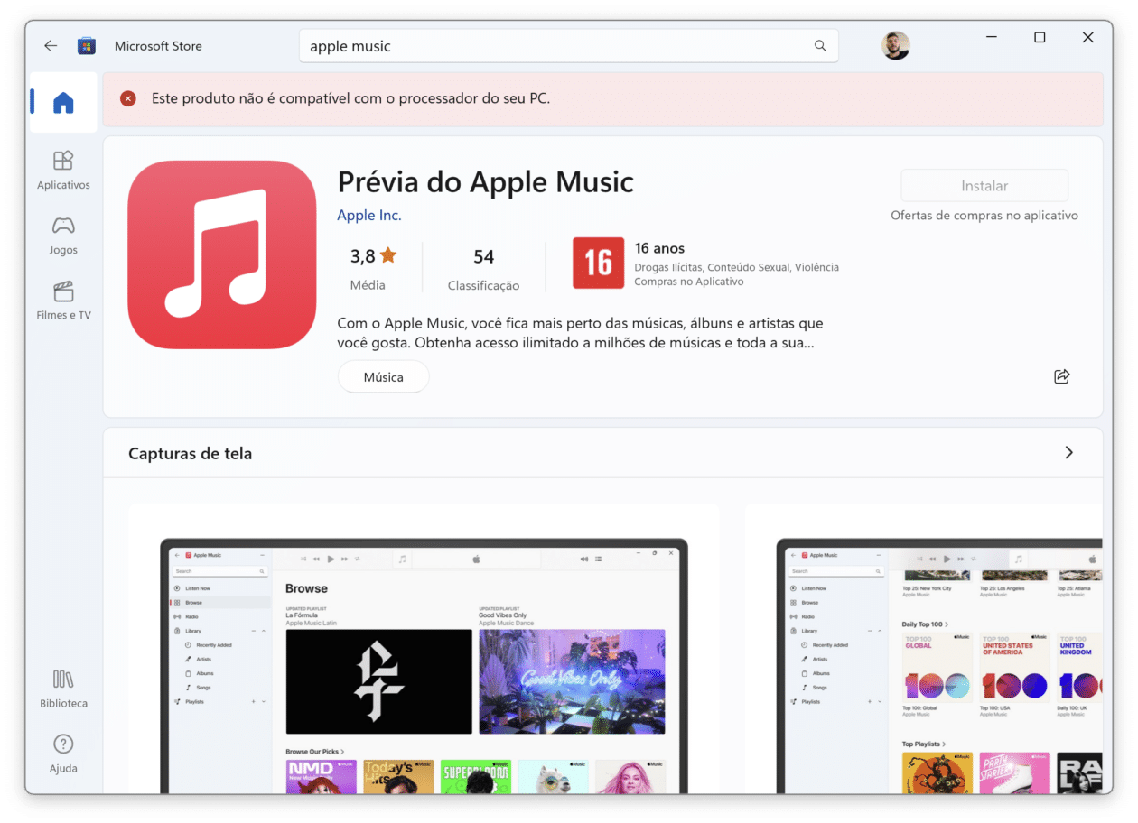 Apple Music Preview para Windows