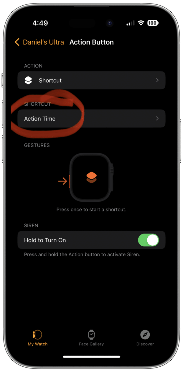 Personalizando o botão de Ação no Apple Watch Ultra