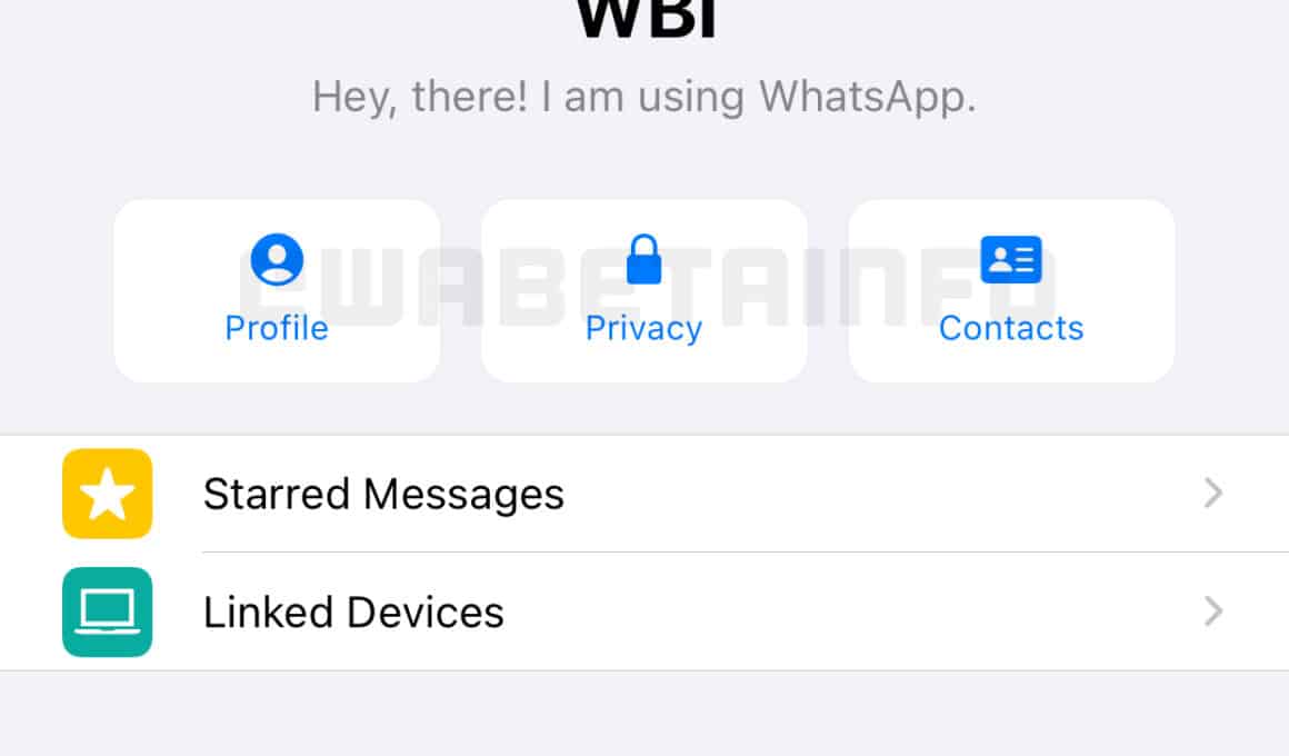 Testes da nova tela de Configurações do WhatsApp