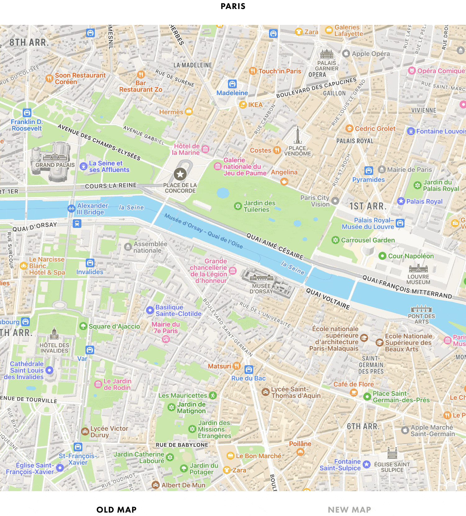 Mapas da Apple em 3D em Paris