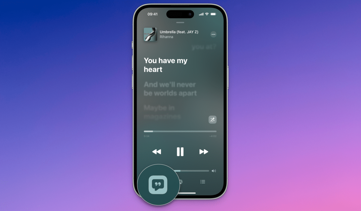 Letra de música no Apple Music