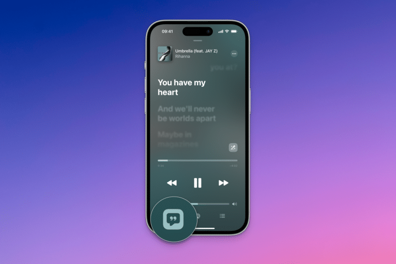 Letra de música no Apple Music
