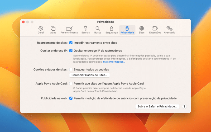 Verificação do Apple Pay no Safari do Mac