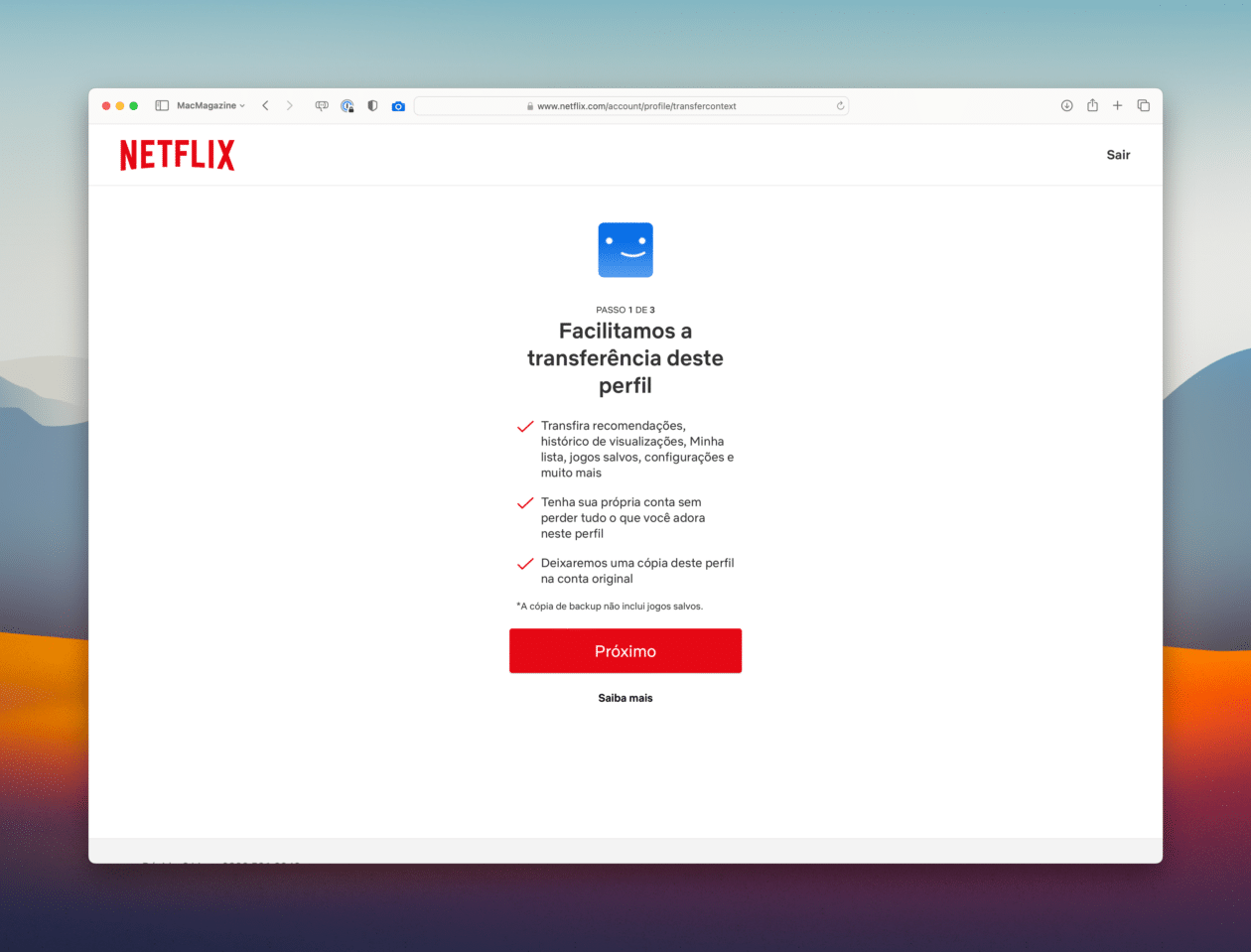 Transferir perfil na Netflix