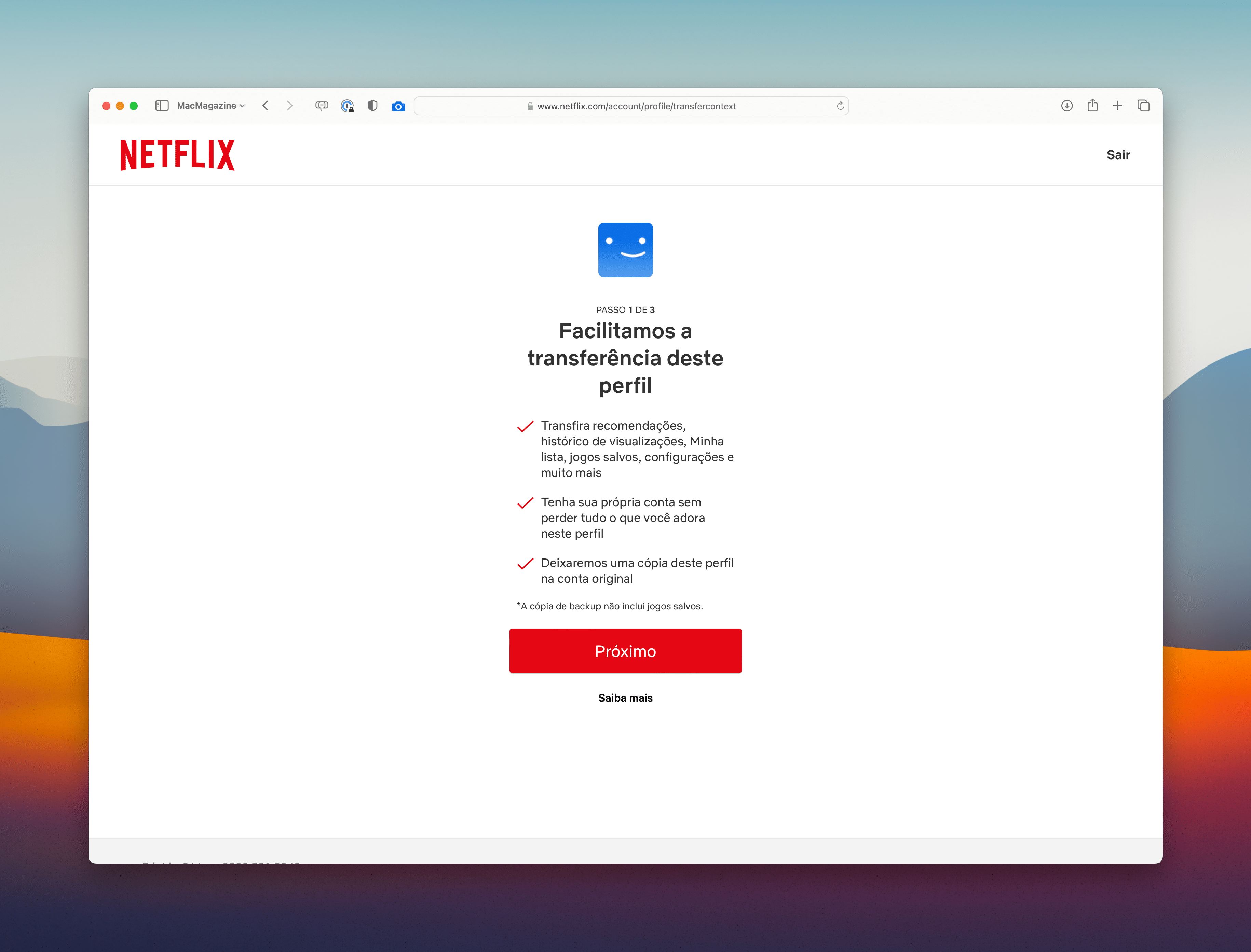 Como transferir o perfil da Netflix para uma nova conta?