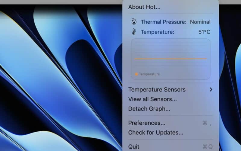 Hot é um app que permite monitorar a temperatura do Mac