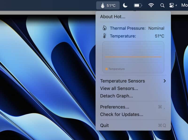 Hot é um app que permite monitorar a temperatura do Mac