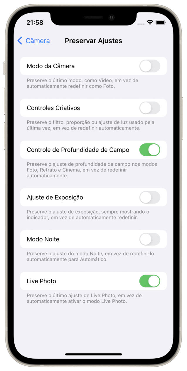Controle de Profundidade de Campo do iOS 17 beta 3