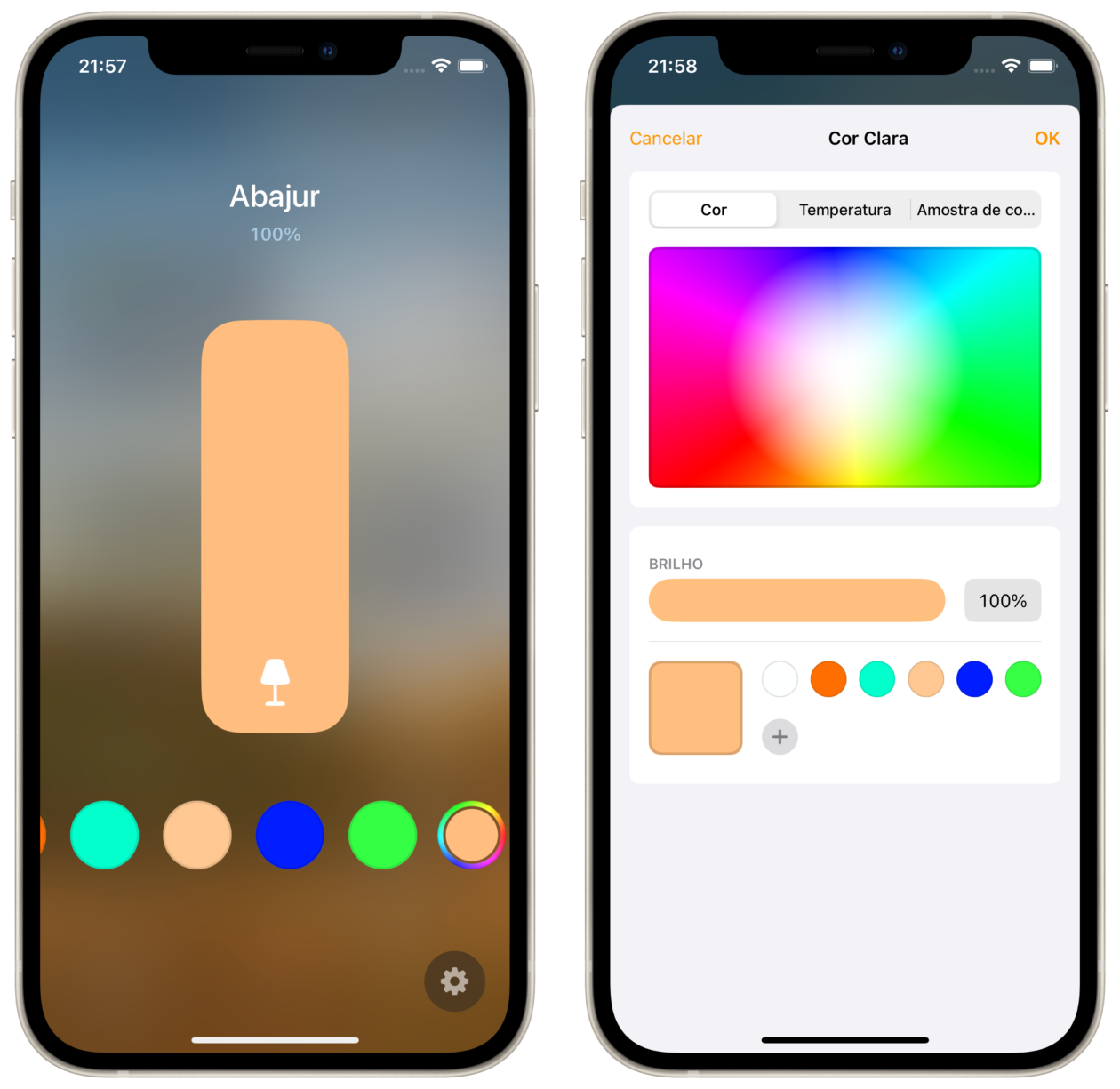Ajustes de cores de luzes no Casa do iOS 17 beta 3
