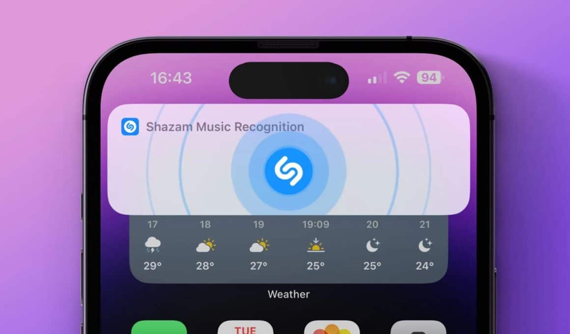 Shazam no iPhone 14 Pro