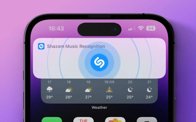 Shazam no iPhone 14 Pro