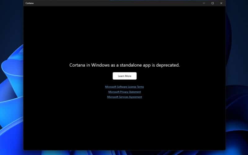 Cortana descontinuada no Windows 11