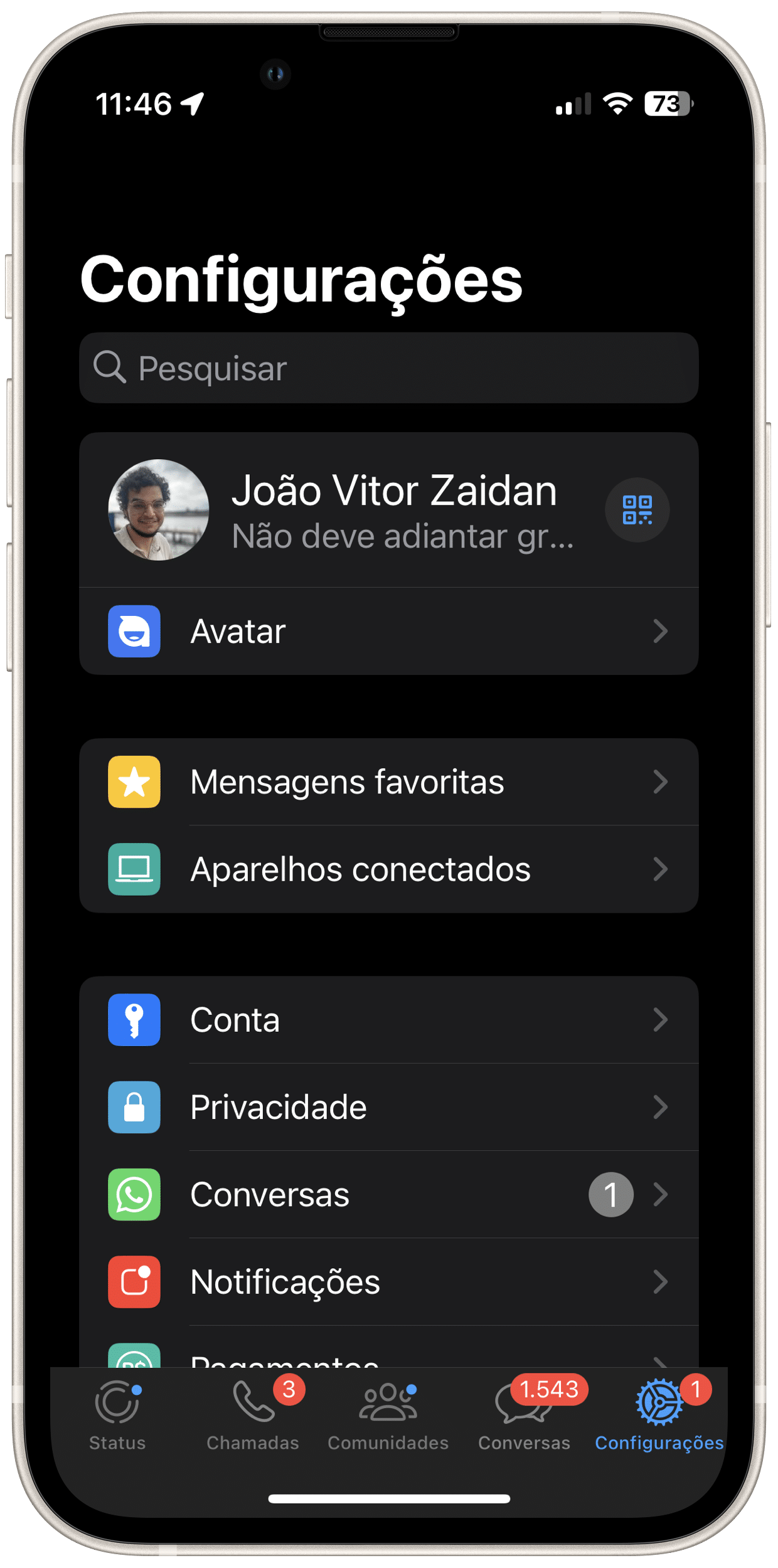 Nova interface do WhatsApp