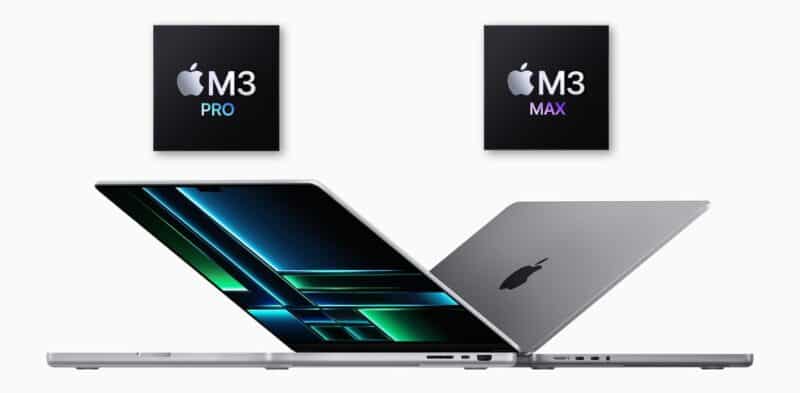 MacBooks Pro com "M3 Pro" e "M3 Max"