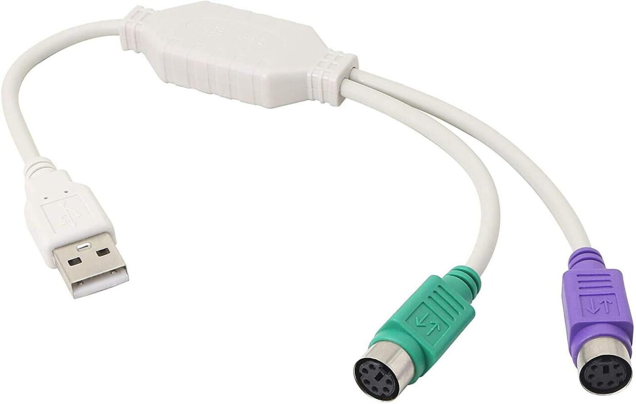 Adaptador USB-A para dois conectores PS/2.