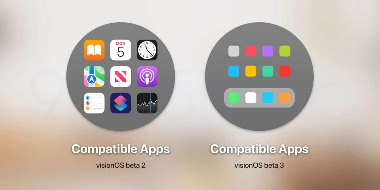 Pasta de apps compatíveis na terceira beta do visionOS