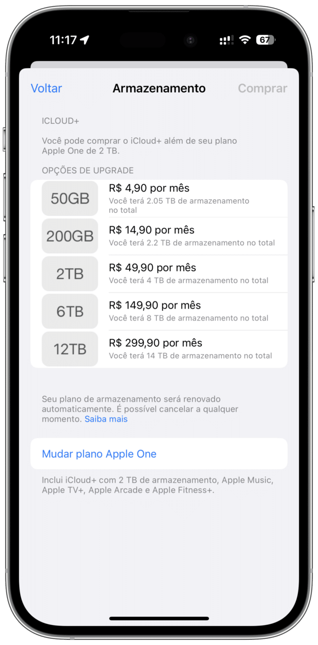 Preços do iCloud+