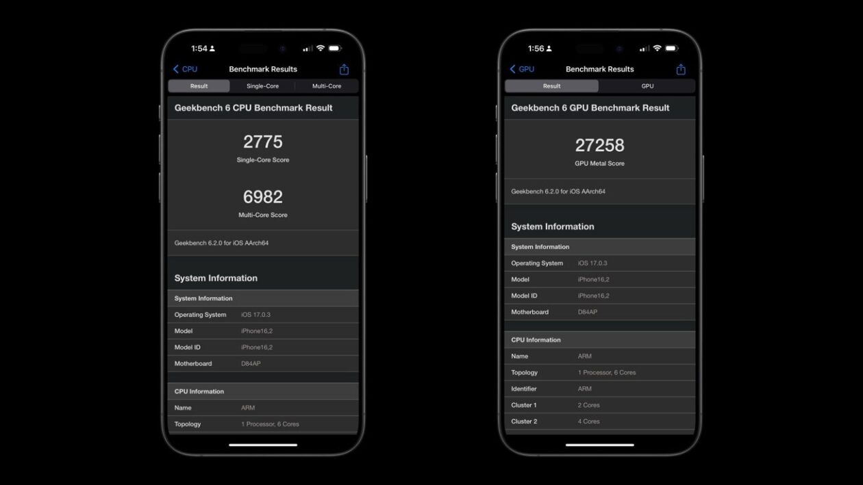 Benchmarks do iPhone 15 Pro Max após update