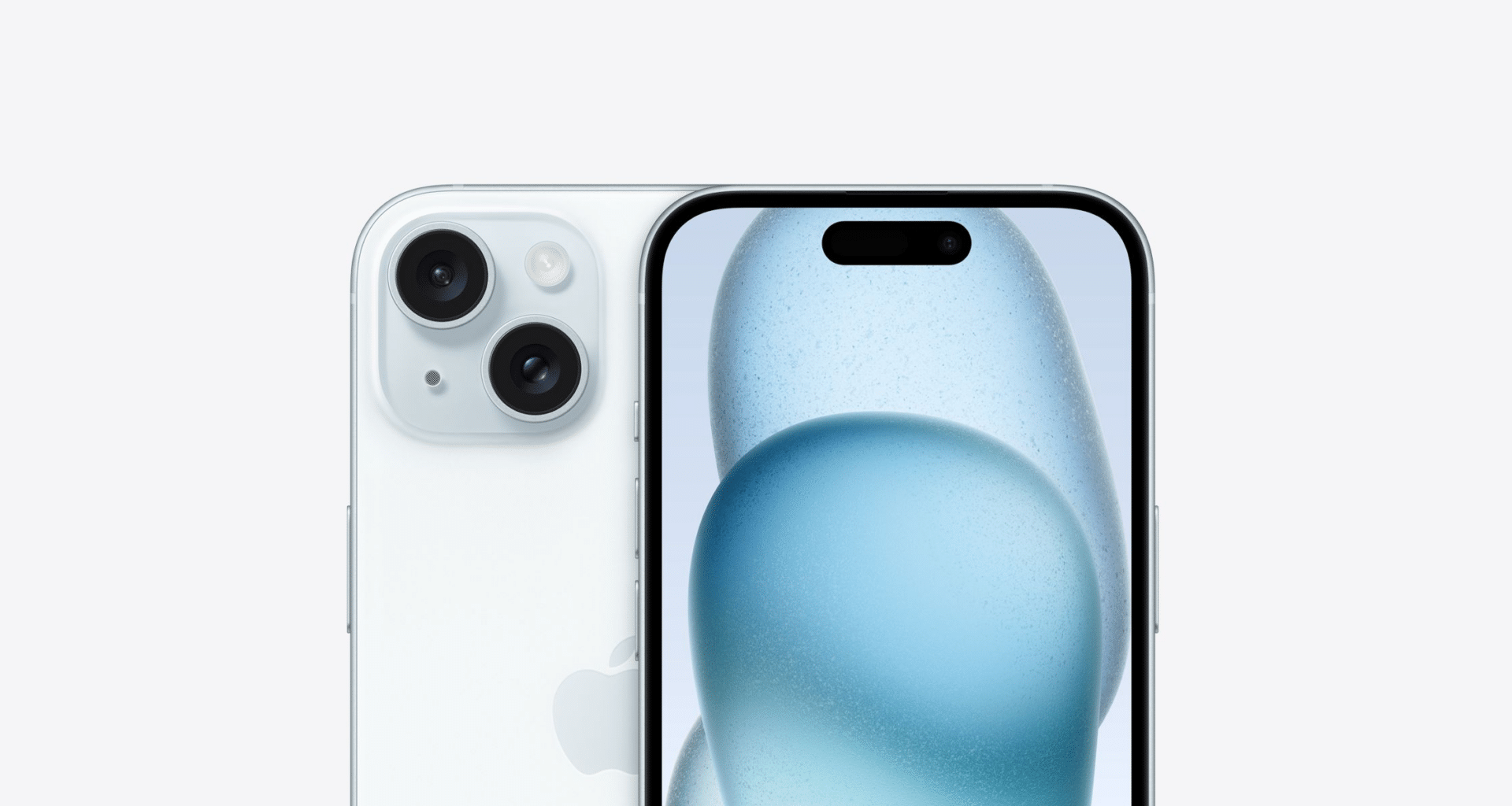 Câmera frontal do iPhone 15 azul