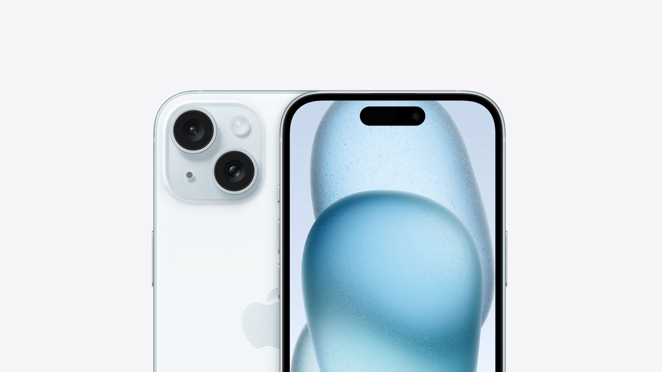 Câmera frontal do iPhone 15 azul