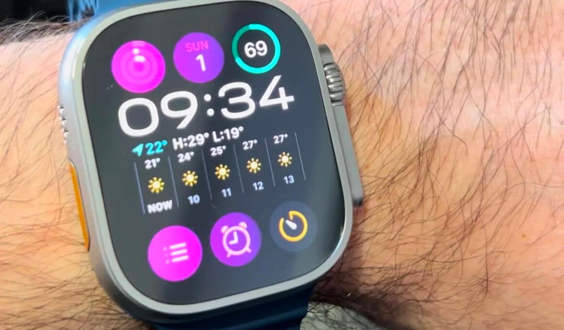 Display de Apple Watch Ultra 2 com bug
