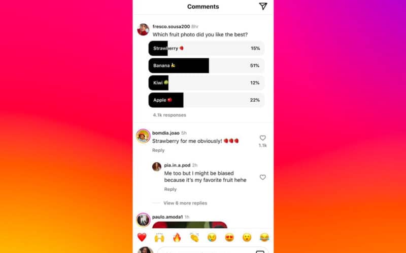 Instagram testa enquetes nos comentários de publicações