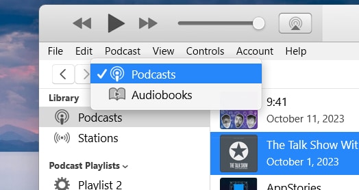 Podcasts e audiolivros no iTunes para Windows