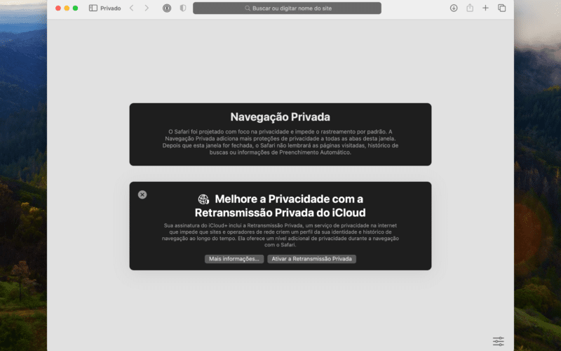 Safari no modo privado