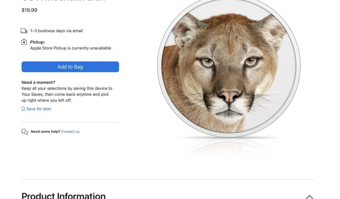 CD do Mac OS X Lion sendo vendido na loja da Apple