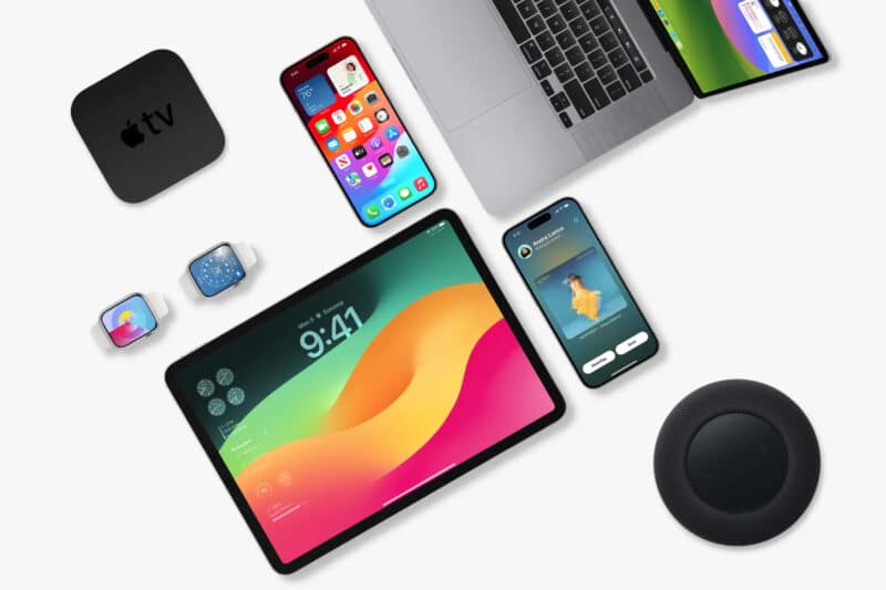 Dispositivos da Apple (iPhone, iPad, Apple Watch, Mac, HomePod, Apple TV)